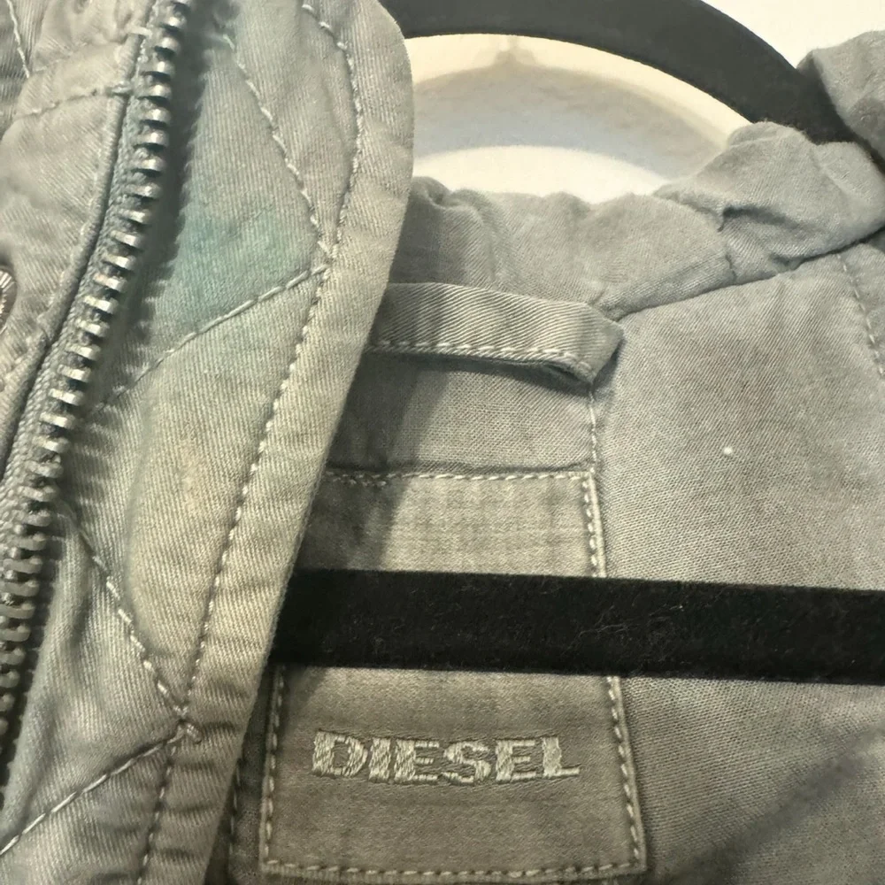 Diesel Vintage Distressed Army Green Winter Hooded Puffer Jacket Size 10